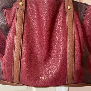 Relic Tote Bag Red Brown Faux Leather Shoulder Bag Large Everyday Purse